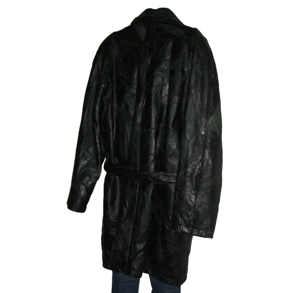 Leather Jacket Vintage 90's Trench Textured Italian Goth Punk alt egirl y2k 2X - Picture 9 of 14